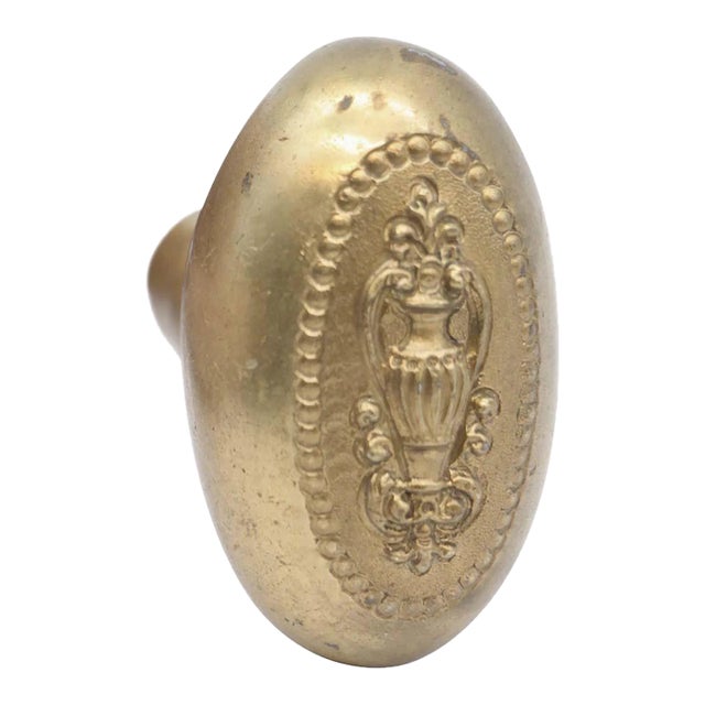 Antique Colonial Priscilla Cast Brass Oval Door Knob For Sale