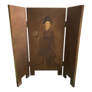 Vintage Hand-Painted Wooden Asian Fireplace Hearth For Sale