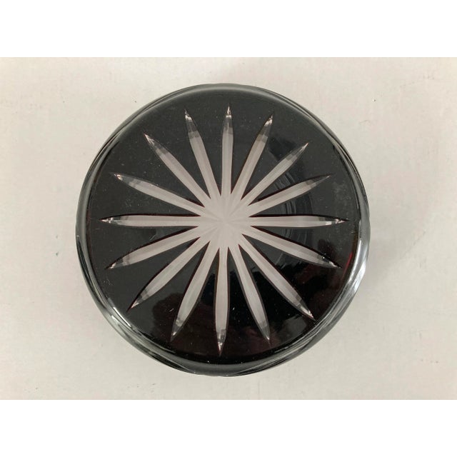 Modern Midcentury Bohemian Cut Crystal Black/Clear Ashtray For Sale - Image 3 of 6