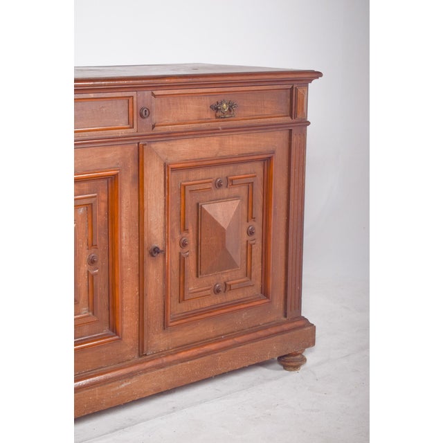 Antique European Oak Sideboard with Padded Doors For Sale - Image 6 of 13