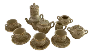 Vintage Gold Filagree Childs Tea Set- 17 Pieces