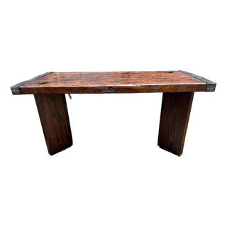 Antique Farmhouse Rustic Style Wwii Liberty Ship Hatch Cover Top Dining Table For Sale