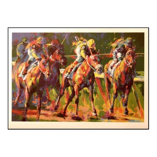 "On the Track" Contemporary Malcolm Farley Horse Racing Offset Lithograph For Sale