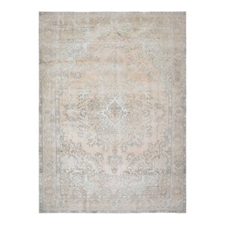 1970s Vintage Persian Handmade Wool Cotton Orange Area Rug For Sale