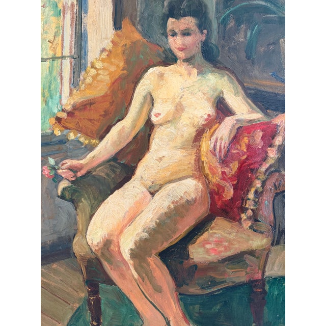 Marguerite De Lottis Nude Oil Painting Italian Antique Female Portrait Dated For Sale - Image 10 of 13