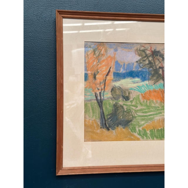 Mid-Century Modern Svän Grandin, Landscape, 1960s, Pastel and Paper, Framed For Sale - Image 3 of 10