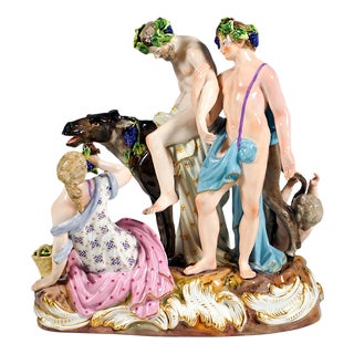 Bacchant Group with Drunken Silenus on Donkey by E. A. Leuteritz for Meissen, 1860 For Sale