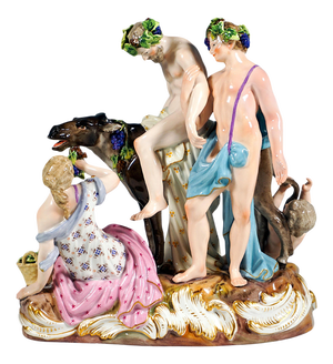 Bacchant Group with Drunken Silenus on Donkey by E. A. Leuteritz for Meissen, 1860
