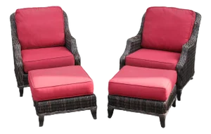 Patio Renaissance Pair of 'Monticello' Lounge Chairs and Ottomans