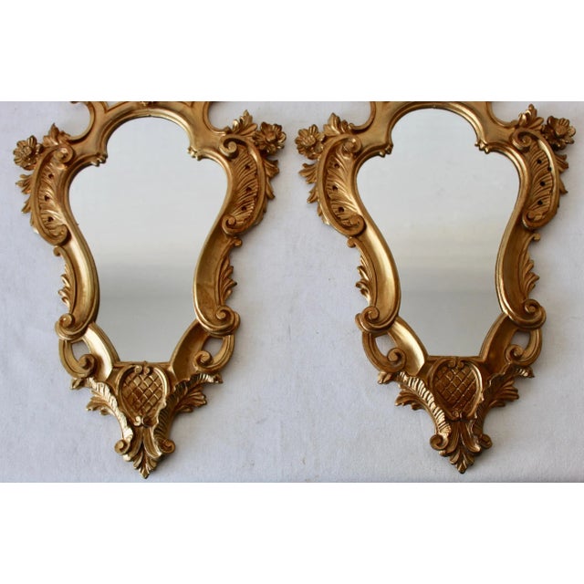 1960s Italian Rococo Style Gilt Molded Wall Mirrors-A Pair For Sale - Image 5 of 10