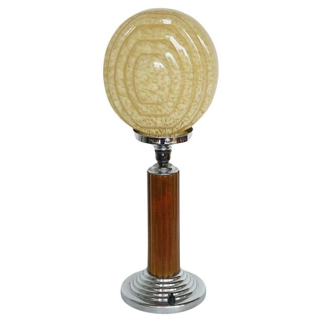 Art Deco Table Lamp in Bakelite with Glass Shade For Sale - Image 9 of 9