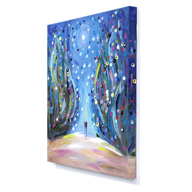 Abstract Under the Night Sky - Abstract Cool Tone Figurative Textured Impasto Oil Painting by Ekaterina Ermilkina For Sale - Image 3 of 8