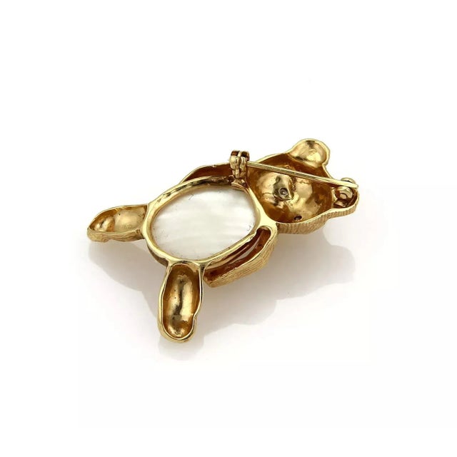Late 20th Century 20391 - Diamond Mabe Pearl 14k Yellow Gold Bear Brooch Pin For Sale - Image 4 of 6