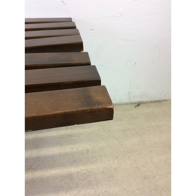 Brown Mid Century Modern Slat Bench Coffee Table With Walnut Finish For Sale - Image 8 of 12