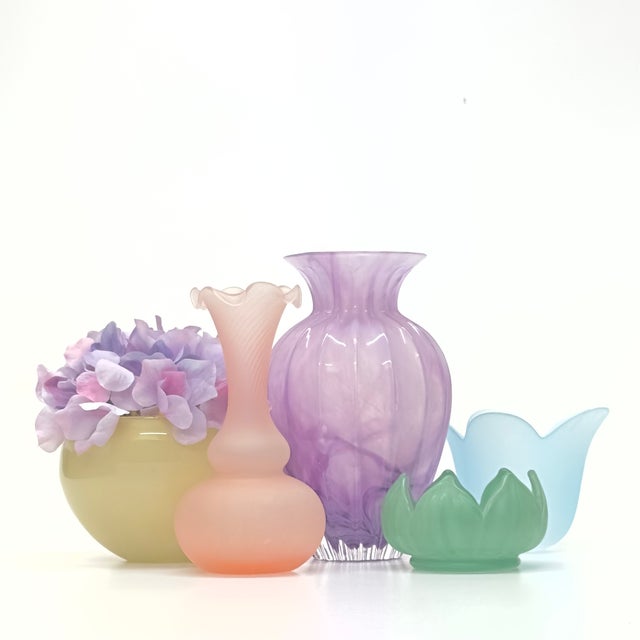 Eclectic Soft Pastel Glass Vessel Curation - Group of 5 For Sale - Image 11 of 11