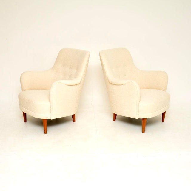 Carl Malmsten Vintage Swedish Samsas Armchairs from Carl Malmsten, 1960s, Set of 2 For Sale - Image 4 of 8