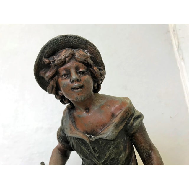 Black Replica of 19th Century French Artist Auguste Moreau's Sculpture Signed 'Pêcheur' For Sale - Image 8 of 13
