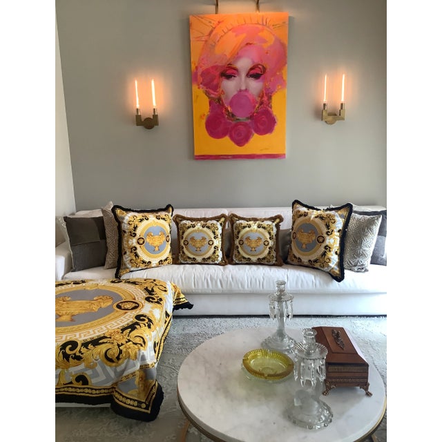 Gold Custom Made Lion & Urn Versace Style Throw For Sale - Image 8 of 12