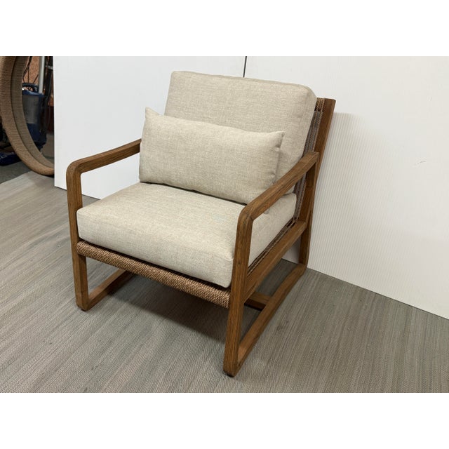 Coastal Brownstone Teak Wood Accent Chair, Prototype For Sale - Image 3 of 12