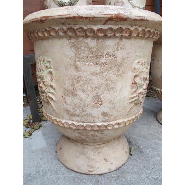 Pair of French Handmade Terracotta Anduze Planters With Satyre Masks For Sale - Image 4 of 18
