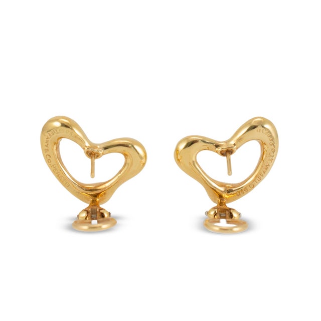 Tiffany & Co. Elsa Peretti 18k Yellow Gold Large Open Heart Clip on Earrings, A Pair For Sale In Houston - Image 6 of 7