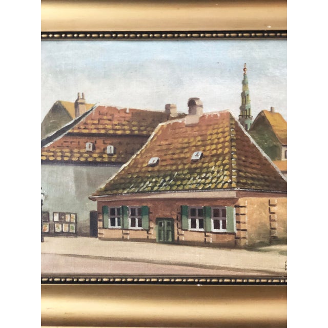 Wood Vintage Original Cottage Oil Painting: Signed Large Countryside Art For Sale - Image 7 of 16
