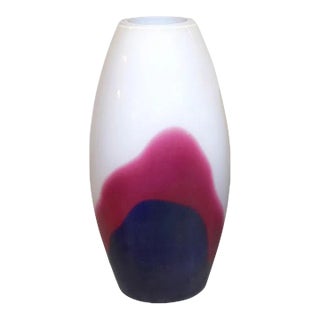 Formia 1980 Italian Vintage Purple Blue White Murano Glass Sleek Design Vase For Sale