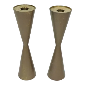 Mid Century Modern Cone Brass Candle Holders- Set of 2