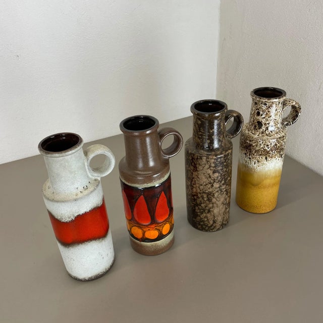 1970s Vintage Pottery Fat Lava Vases Made from Scheurich, Germany, 1970s, Set of 4 For Sale - Image 5 of 18