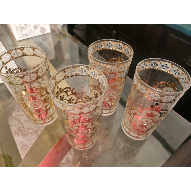 Gold 1960s Mid Century Gold Culver Glasses- Set of 4 For Sale - Image 8 of 12