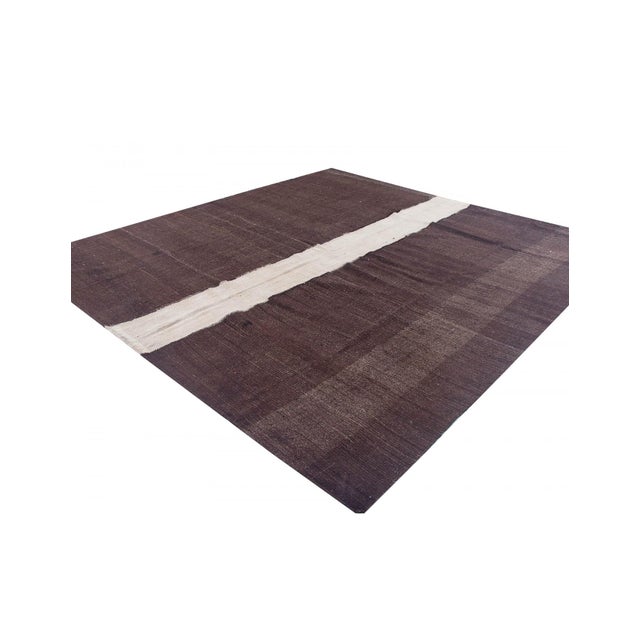 Mid-Century Modern Large Brown Vintage Modern Kilim Rug - 10`1" X 11`0" For Sale - Image 3 of 6