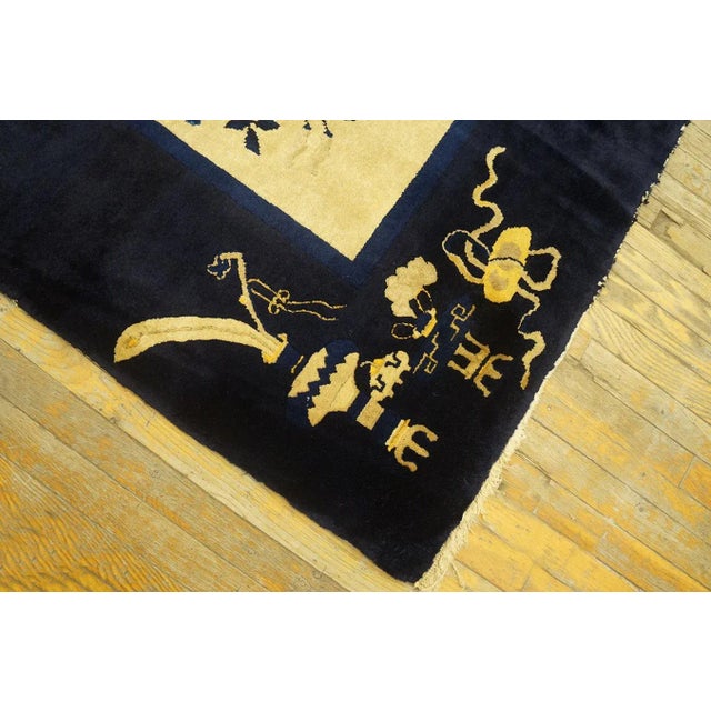 1920s Beige Tree-of-Life Antique Chinese Peking Rug 9' 3'' X 11' 6'' Knotted Wool Carpet For Sale - Image 10 of 12
