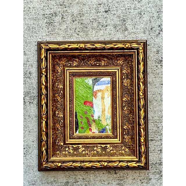Late 20th Century Vintage Framed Abstract Oil Painting For Sale - Image 5 of 12