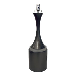 Modern Gunmetal Gray Tall Table Lamp For Sale