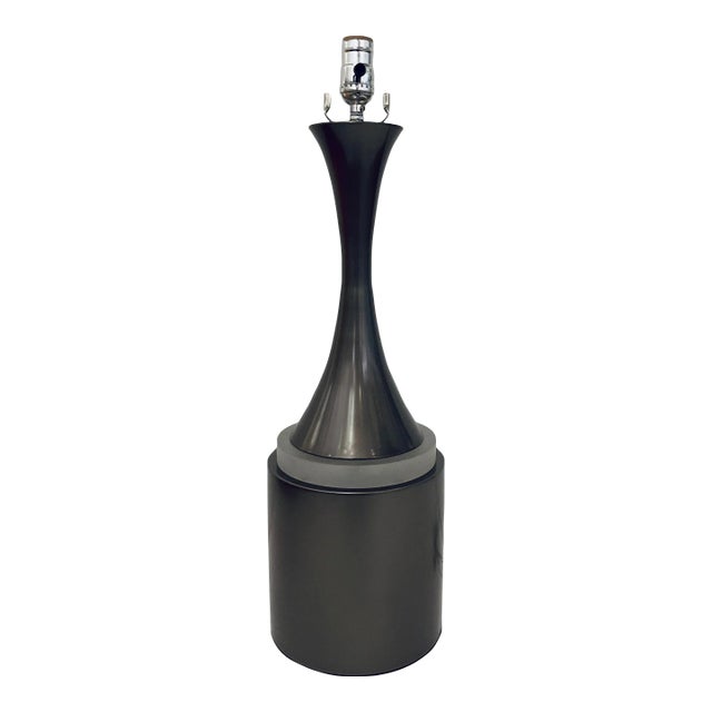 Modern Gunmetal Gray Tall Table Lamp For Sale