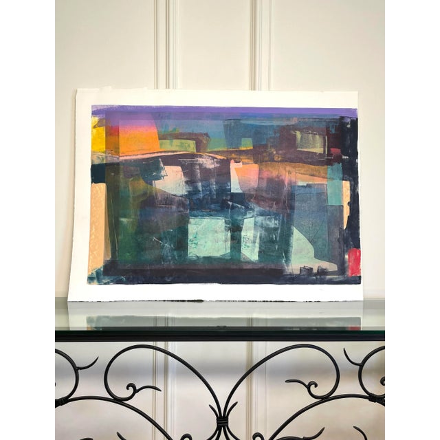 Mid-Century Modern Vintage Monumental Abstract Organic Modern Original Acrylic Painting on Paper by Jack Willis, Multi Color For Sale - Image 3 of 12