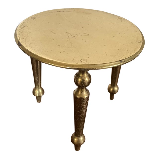 Antique 19th Century English Victorian Miniature Brass Tripod Table Trivet or Candle Riser Stand For Sale