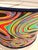 Red Retro Psychadelic Style Drum Lamp Shade With Navy Trim For Sale - Image 8 of 10