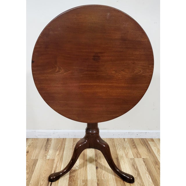 Wood English 19th C Mahogany Queen Anne Pad Foot Birdcage Round Tilt-Top Table For Sale - Image 7 of 16