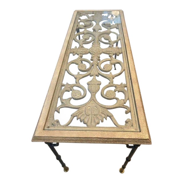 Vintage Mediterranean Maitland Smith Cast Stone & Wrought Iron Console Table For Sale
