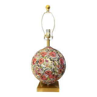 Modern Boho Chic Poppies Floral Table Lamp For Sale