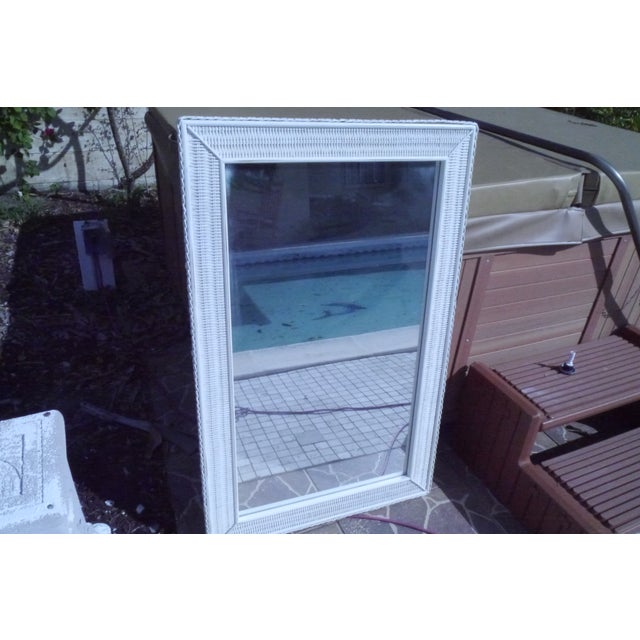 Late 20th Century Large White Lexington Wicker Wall Mirror Usa Made For Sale - Image 12 of 12