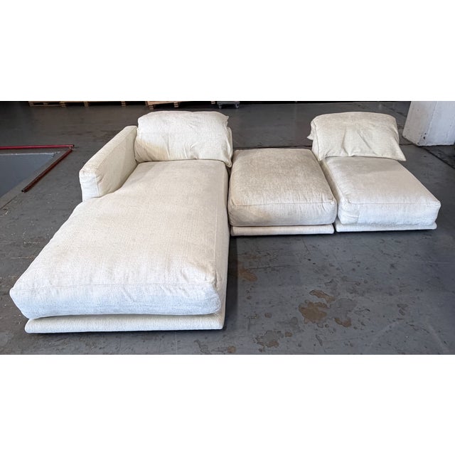 Off-white Montauk "Jill" Modular Sofa in Cream Off-White Velvet With Armless Chaise and Chair For Sale - Image 8 of 18