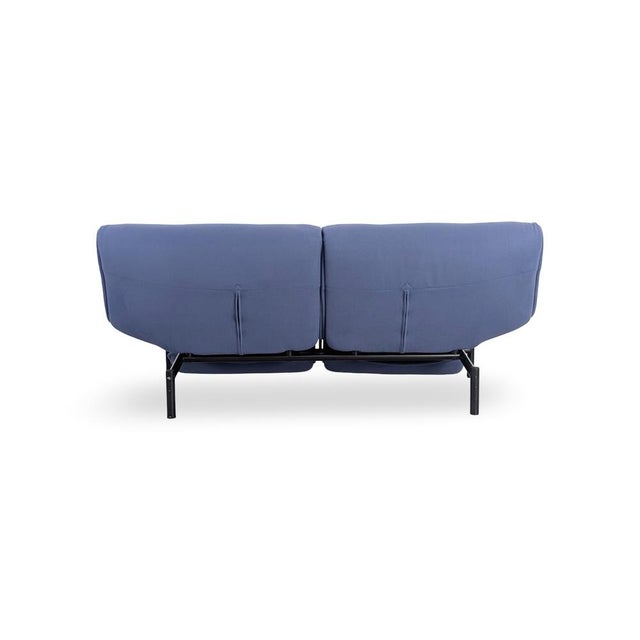 Beautiful Cassina "Veranda" loveseat in blue fabric. Designed by Vico Magistretti, this piece is considered a true design...