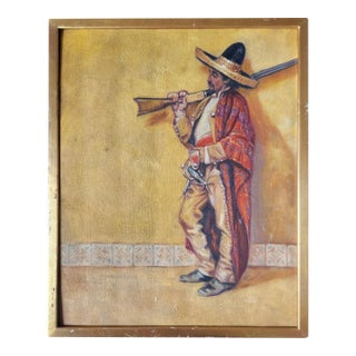 1980s Oil on Canvas Mexican Vaquero Painting For Sale