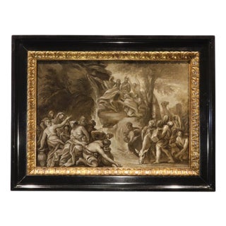 Roman School Artist, Moses Makes Water Flow from the Rocks, 1600s, Oil on Canvas For Sale