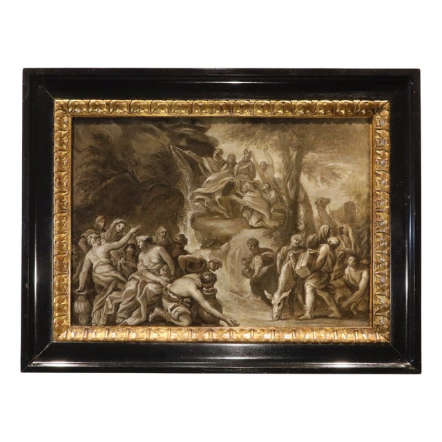 Roman School Artist, Moses Makes Water Flow from the Rocks, 1600s, Oil on Canvas For Sale
