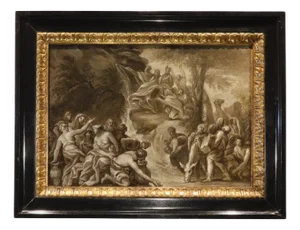 Roman School Artist, Moses Makes Water Flow from the Rocks, 1600s, Oil on Canvas