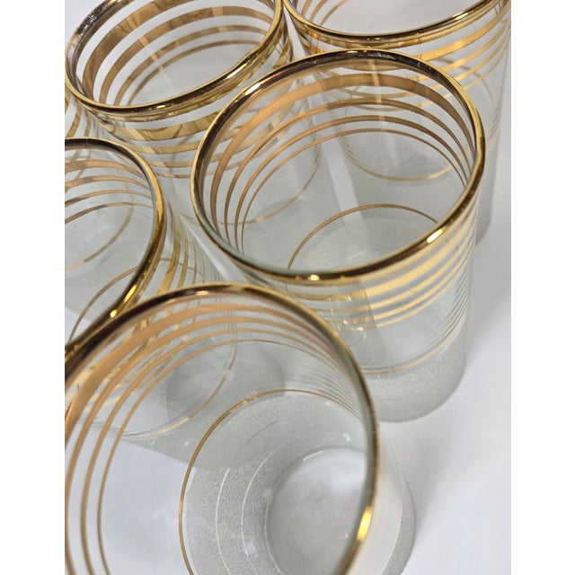 Hollywood Regency Gold and Frost Tumblers- Set of Six For Sale - Image 13 of 16