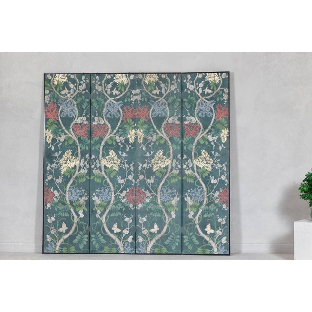 Mid 20th Century Botanical Hand-Painted Room Divider with Vibrant Flowers and Vines, Vintage For Sale - Image 5 of 12